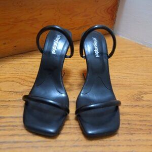 Jeffrey Campbell Geometric Invisible Hidden Heel Sandals – Black – Size 7